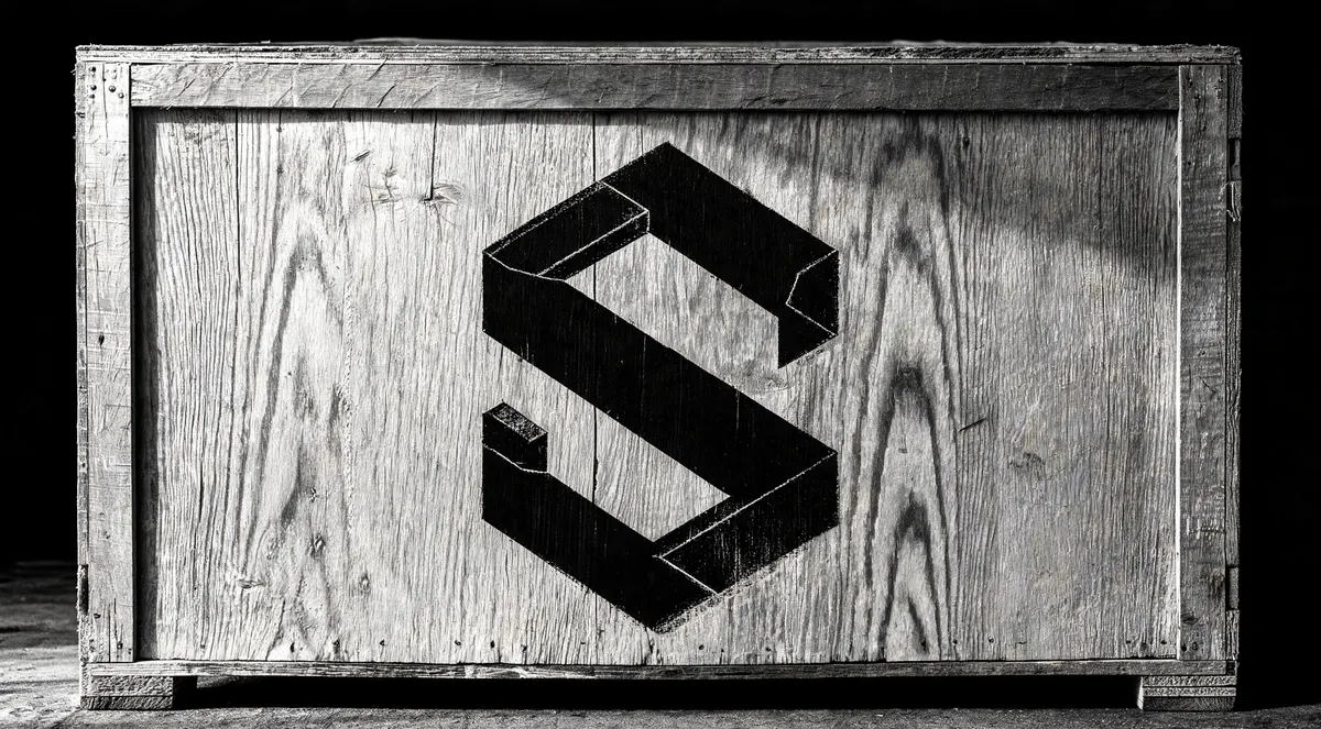 Salesman Solutions logo on a shipping crate concept