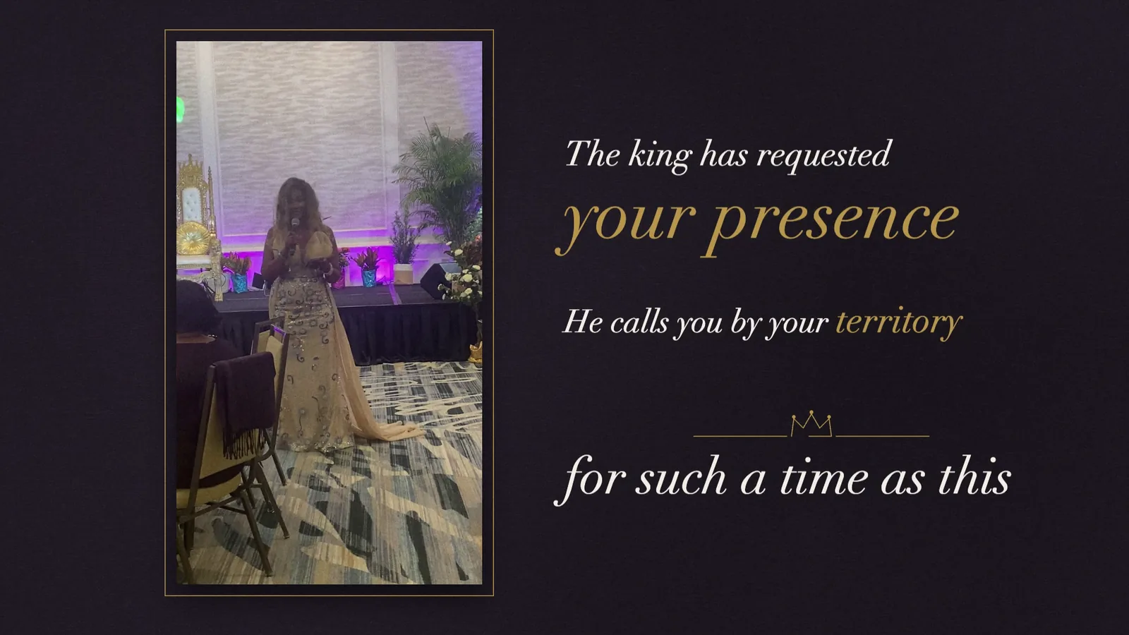 The gala welcome, set as palace typography.