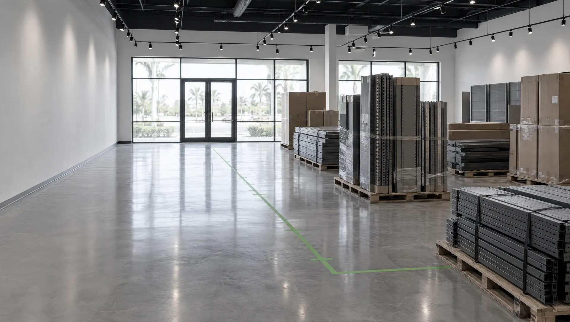 Commercial retail: before (illustration of retail fixture installation)