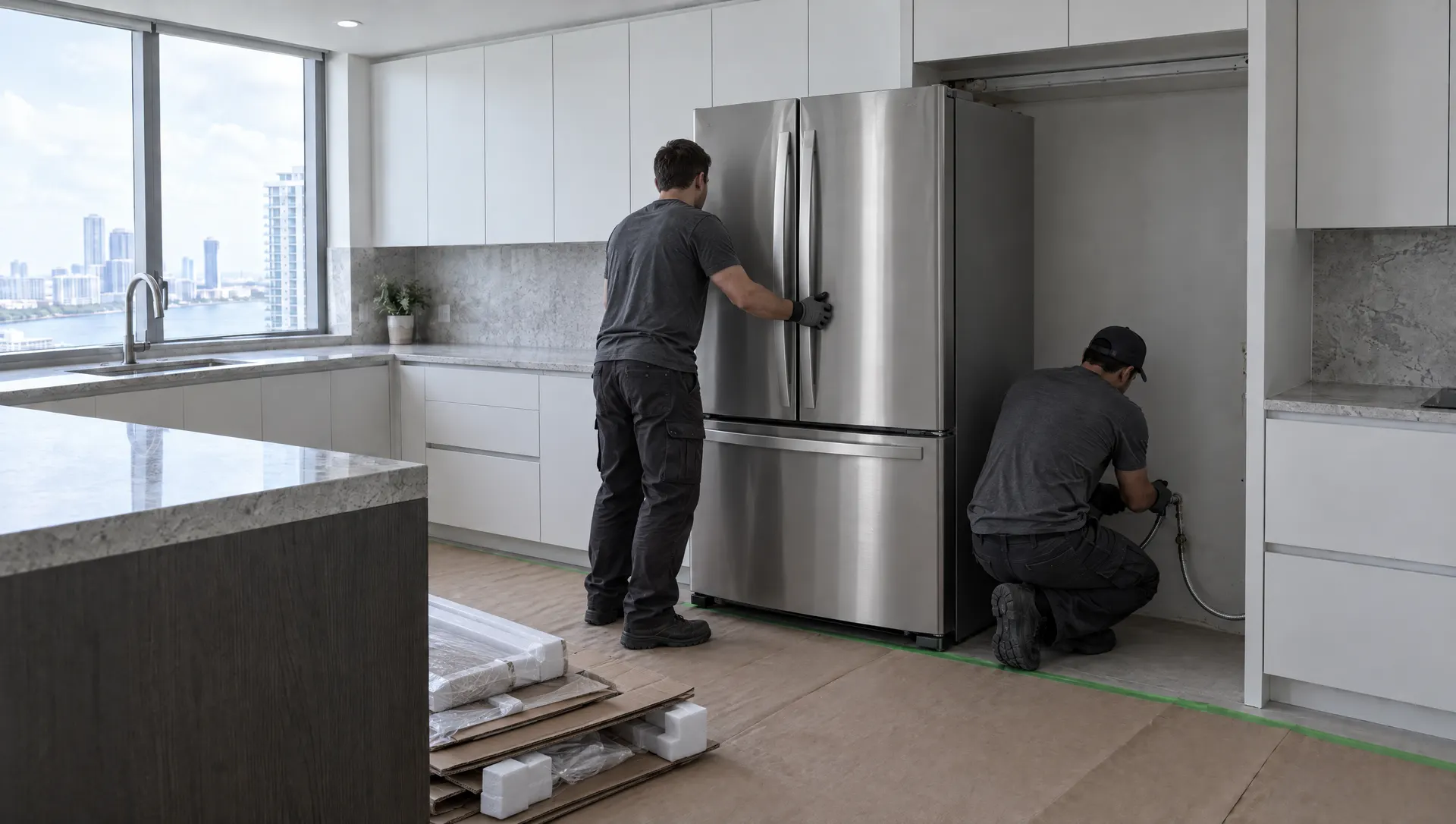 High-rise residences: work (illustration of appliance installation)
