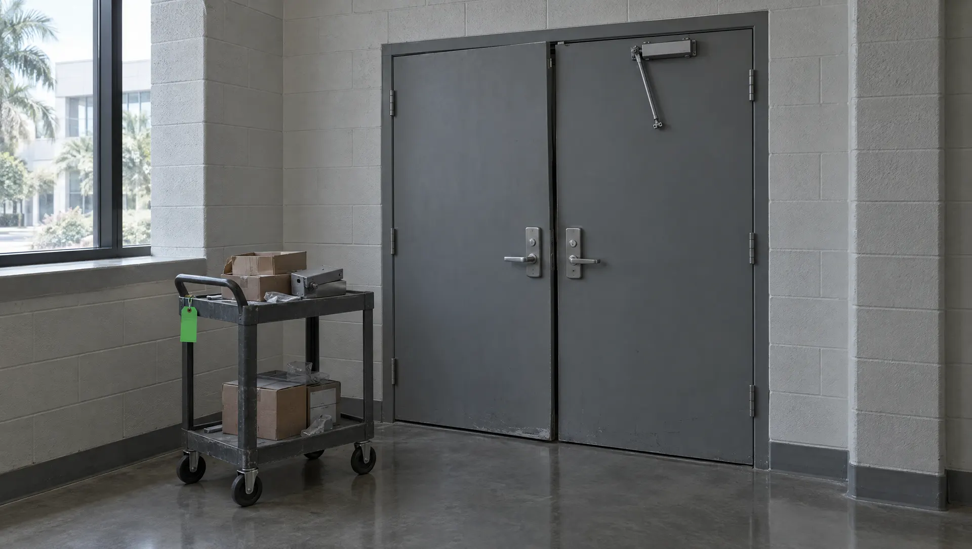 Private university: before (illustration of door and hardware repair)